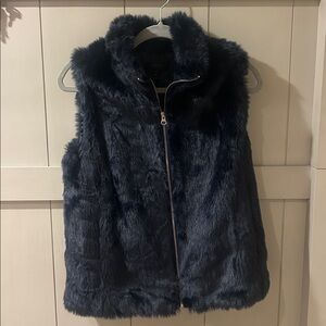 J. Crew Midnight Blue Faux Fur Vest